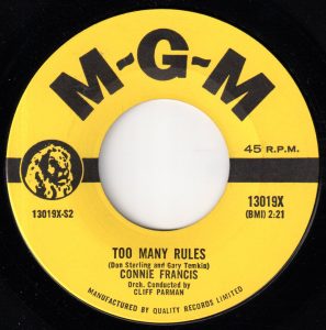 Too Many Rules by Connie Francis