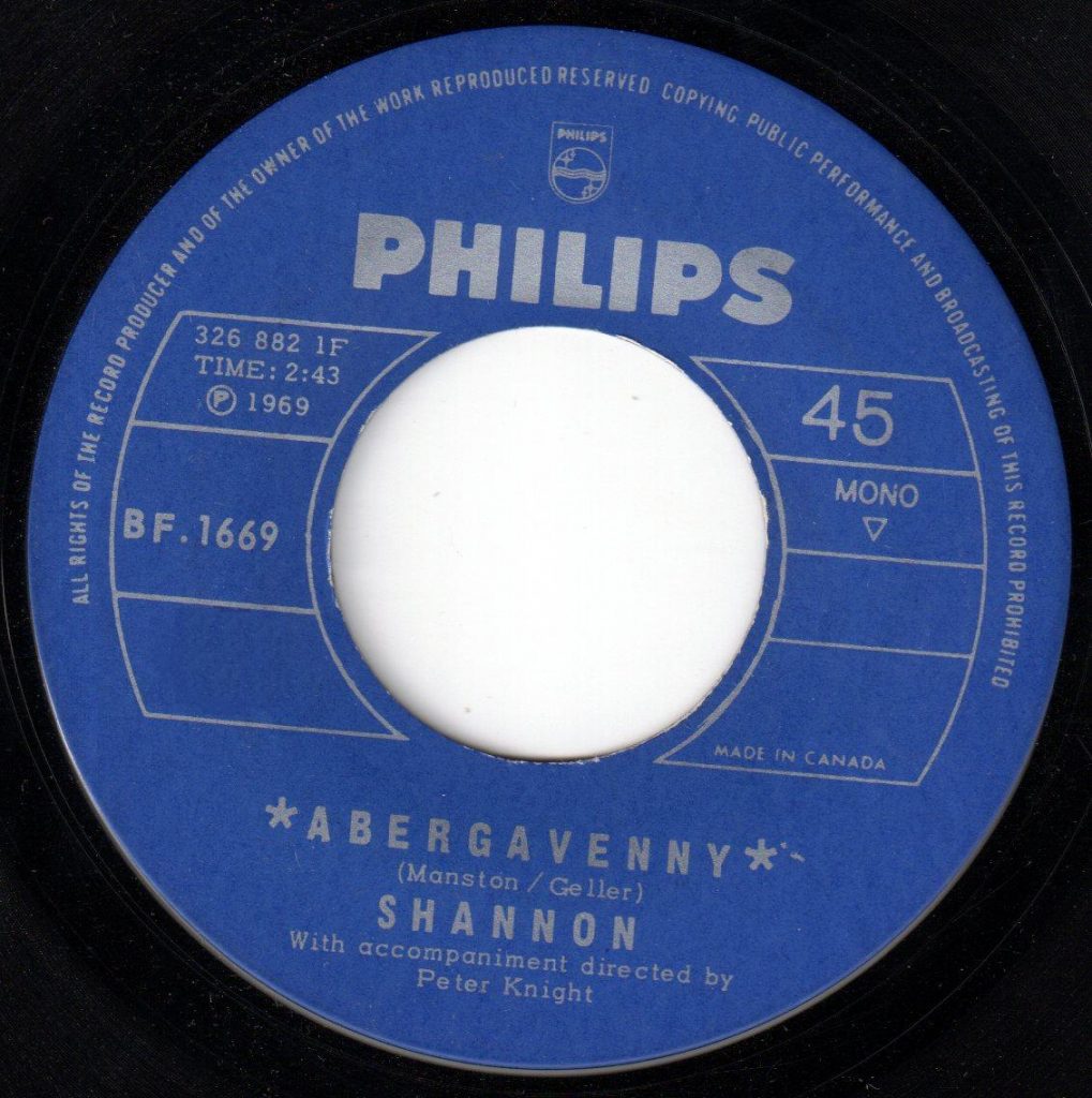 Abergavenny by Shannon 1969 Hit Song Vancouver Pop Music Signature