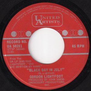 Gordon Lightfoot - Black Day In July 45 (UA Canada)