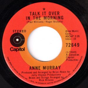 Anne Murray - Talk It Over In The Morning 45 (Capitol Canada)