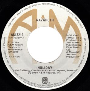 Nazareth - Holiday 45 (A&M Canada)