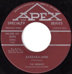 Barbara-Ann by the Regents - 1961 Hit Song - Vancouver Pop Music