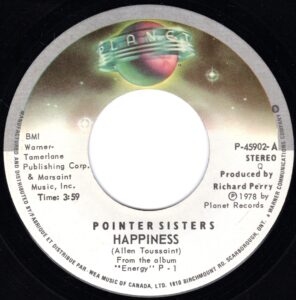 Pointer Sisters - Happiness 45 (Planet Canada)