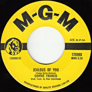 Connie Francis - Jealous Of You 45 (MGM Canada)