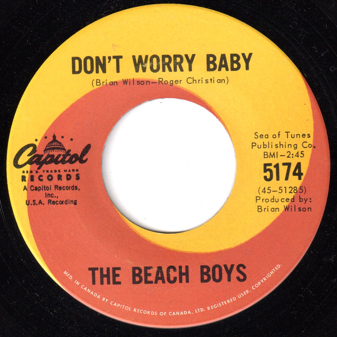 Beach Boys - Don't Worry Baby 45 (Capitol Canada)